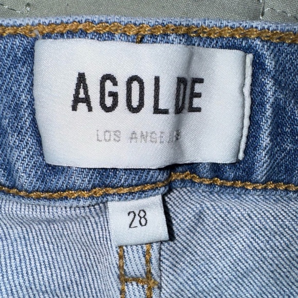 AGOLDE Lyle Jeans Women's Straight Mid Rise Blue Denim Distressed Sz 28 VGUC - Picture 8 of 12